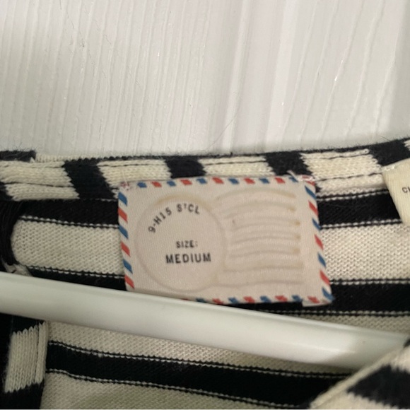 Anthropologie black and white striped embroidered t-shirt dress size medium - Picture 3 of 3